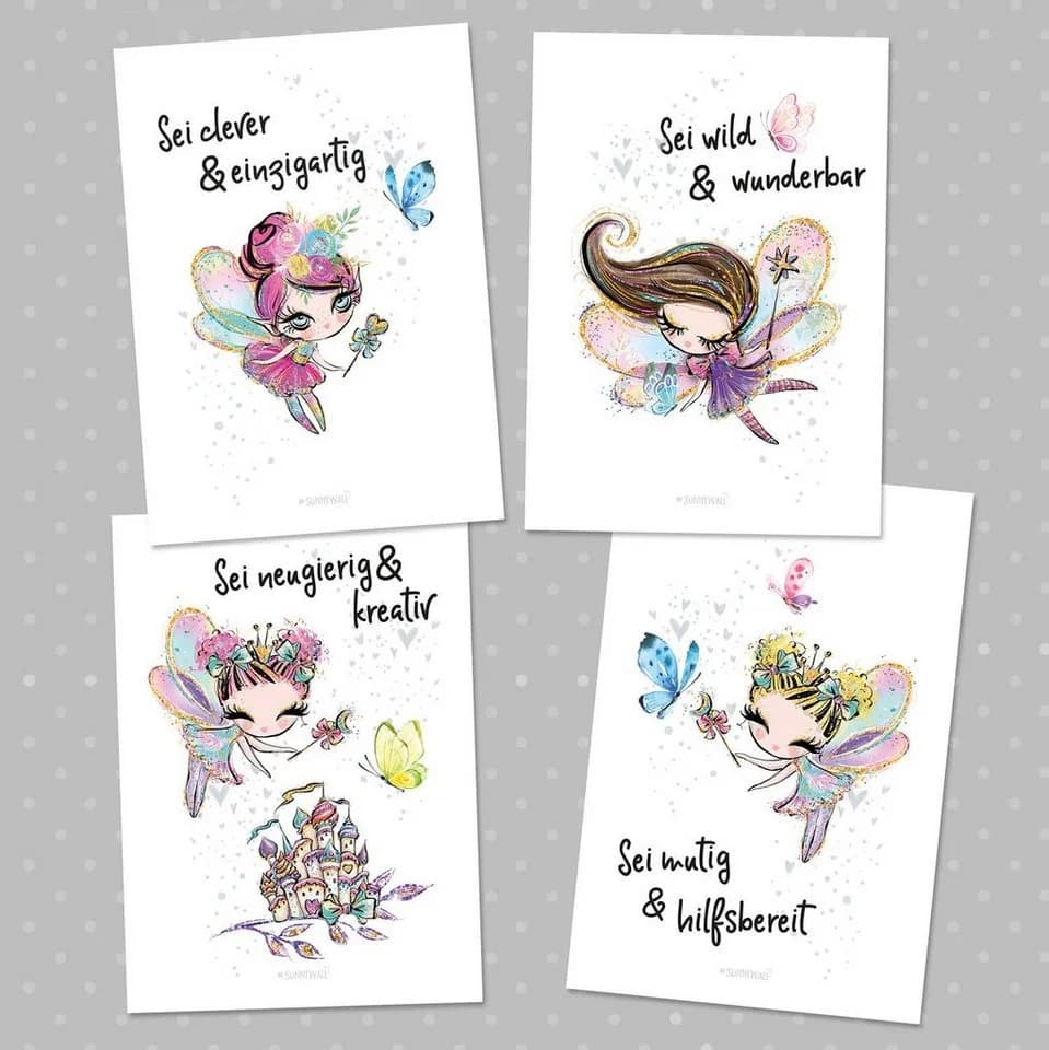 Sunnywall Poster Set Feen mit Spruch (4er Set) ungerahmt - Bild 4