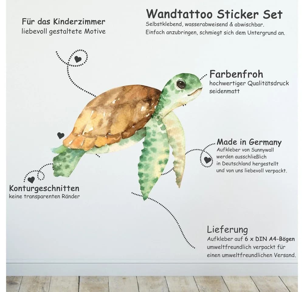 Sunnywall Wandtattoo Unterwasser Fische Meereswelt Bunt 6 St