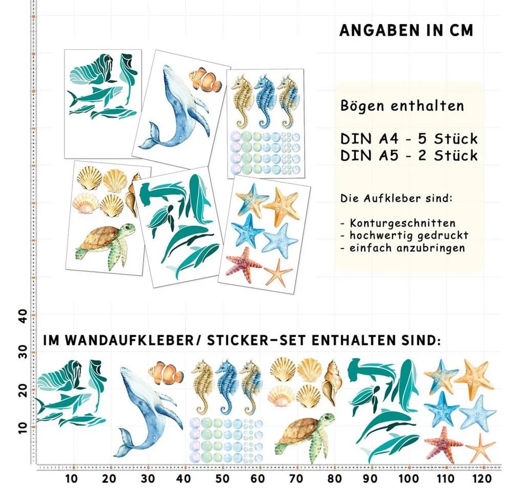 Sunnywall Wandtattoo Unterwasser Fische Meereswelt Bunt 6 St - Bild 4