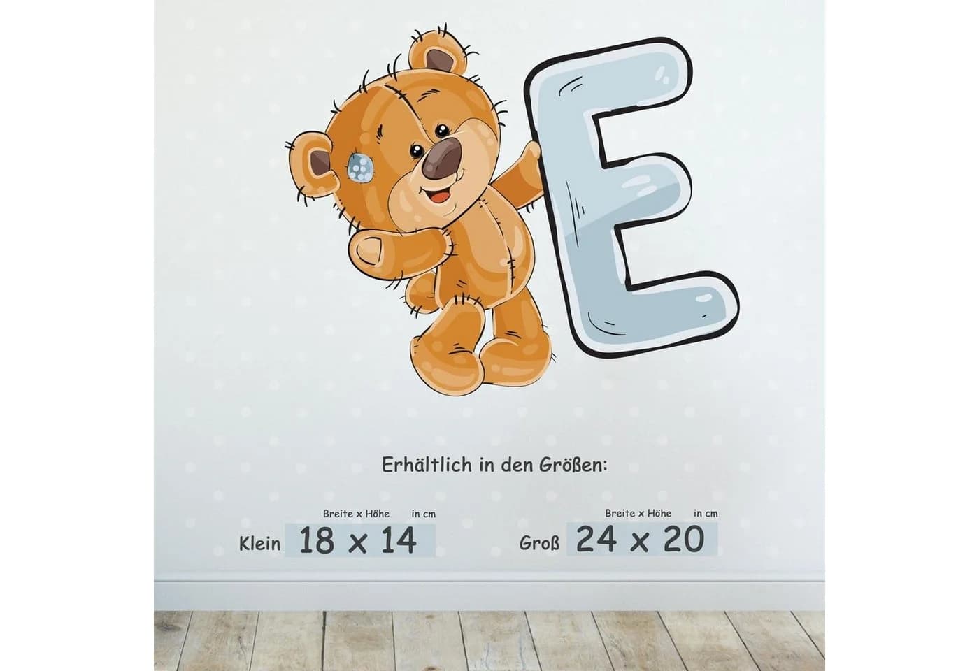 Sunnywall Wandtattoo Buchstaben ABC Bärchen Aufkleber Bunt Selbstklebend