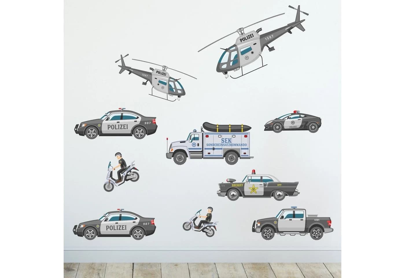 Sunnywall Wandtattoo Polizei Bunt Konturgeschnitten - Bild 2