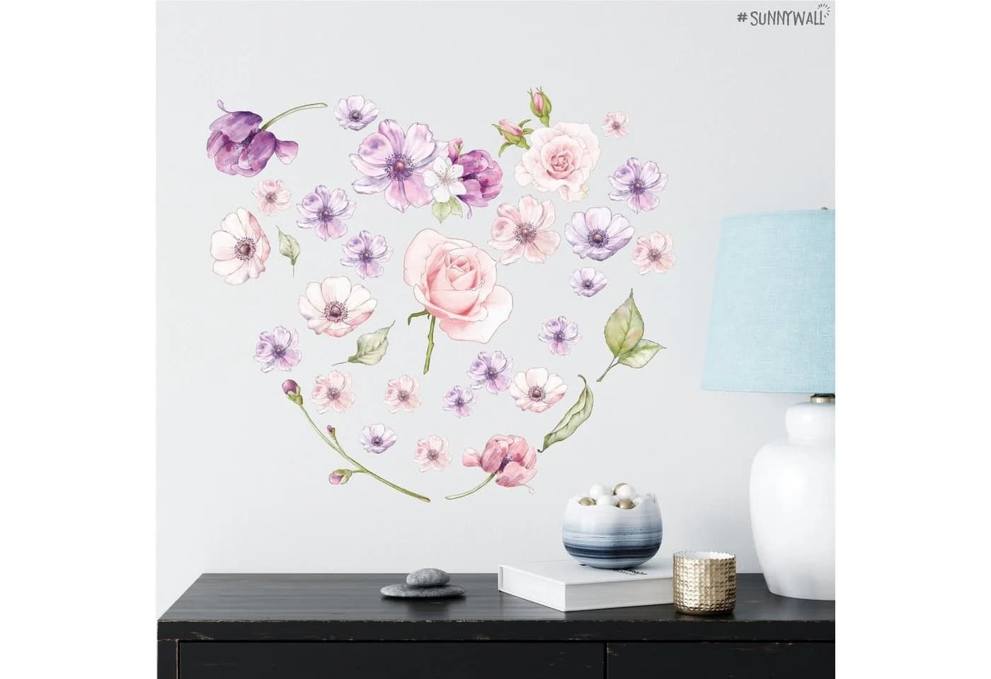 Sunnywall Wandtattoo Blumen Wandsticker (2 St) Bunt Selbstklebend - Bild 3