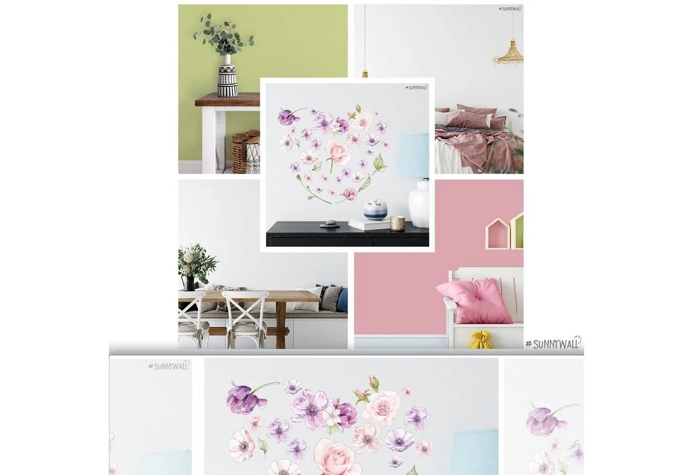 Sunnywall Wandtattoo Blumen Wandsticker (2 St) Bunt Selbstklebend - Bild 5