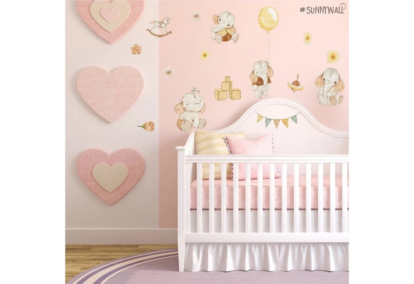 Sunnywall Wandtattoo Ballon Baby Elefant Bunt Selbstklebend - Bild 3