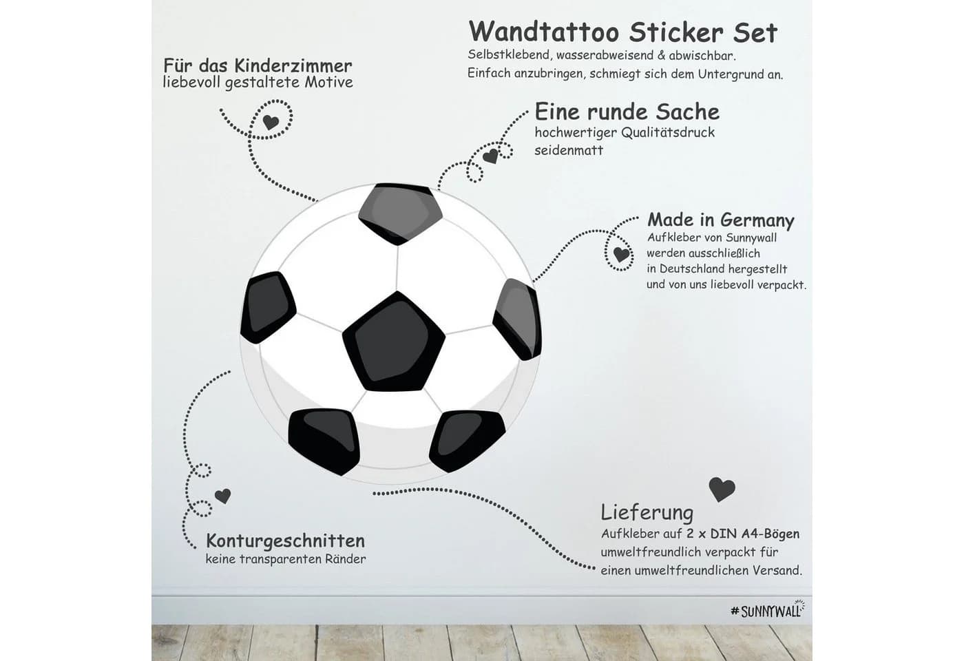 Sunnywall Wandtattoo Fussbälle Wandsticker 2 St Bunt - Bild 3