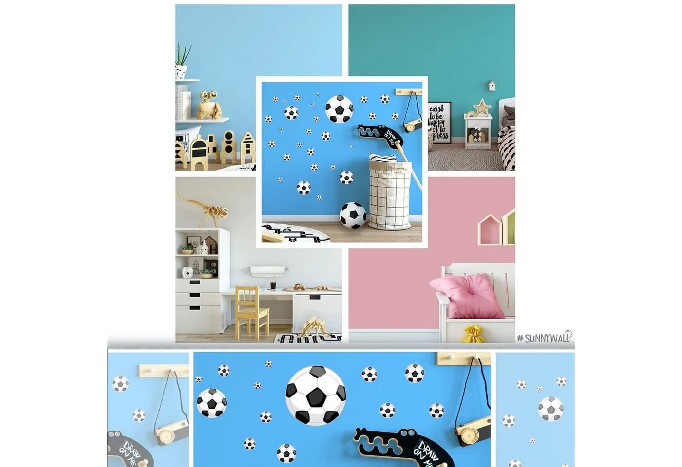 Sunnywall Wandtattoo Fussbälle Wandsticker 2 St Bunt - Bild 4