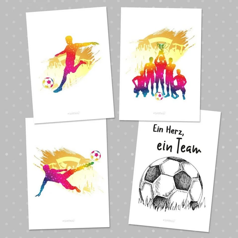 Sunnywall Poster Set 4er Kinderzimmer Fussball