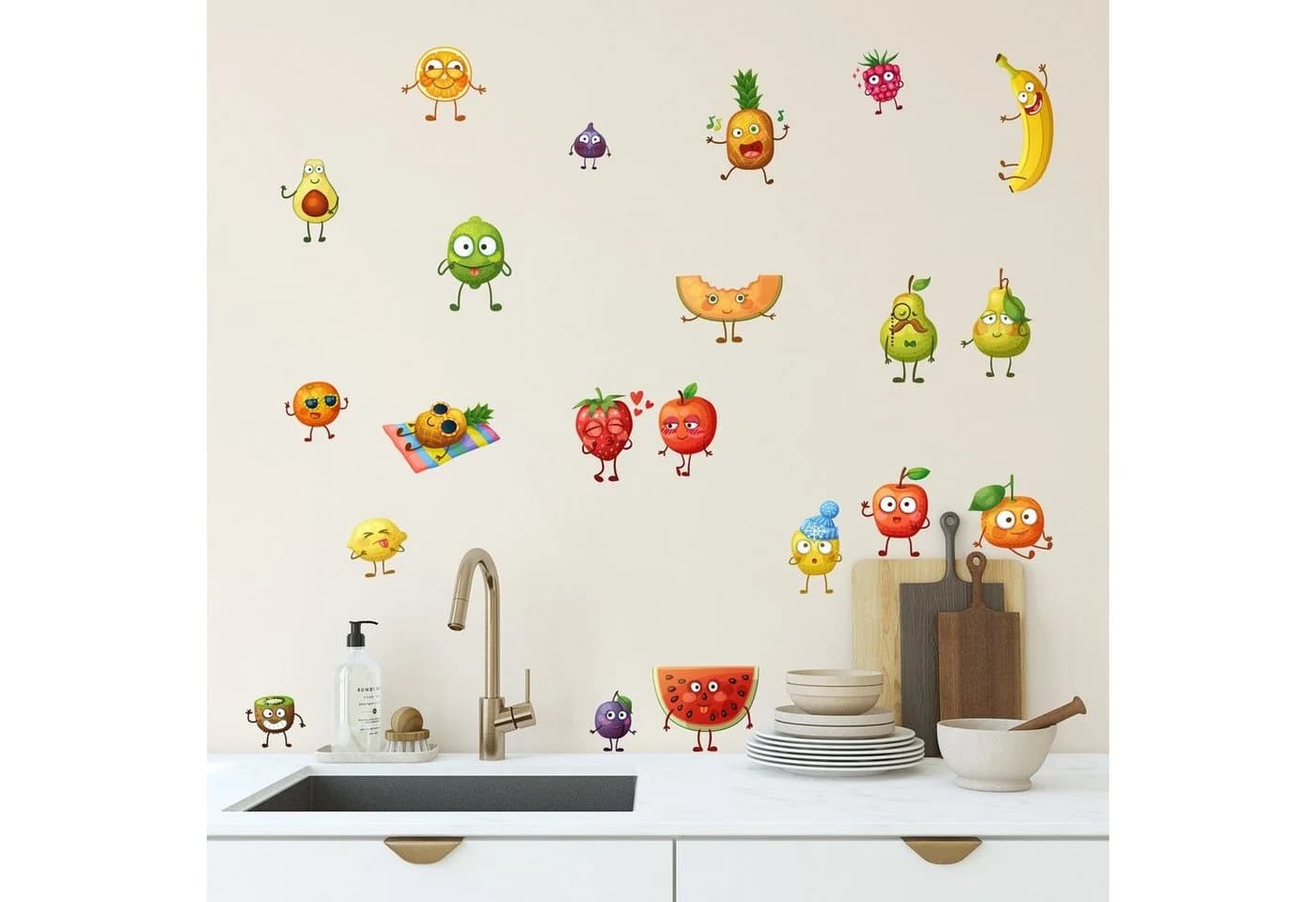 Sunnywall Wandtattoo Comic Fruits Bunt Selbstklebend - Bild 3