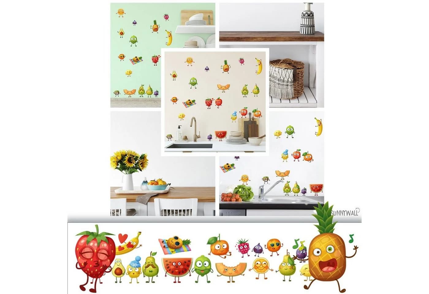 Sunnywall Wandtattoo Comic Fruits Bunt Selbstklebend - Bild 4
