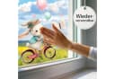 Sunnywall Fensterbild Hase auf Fahrrad Bunt Wiederverwendbar Bild 3
