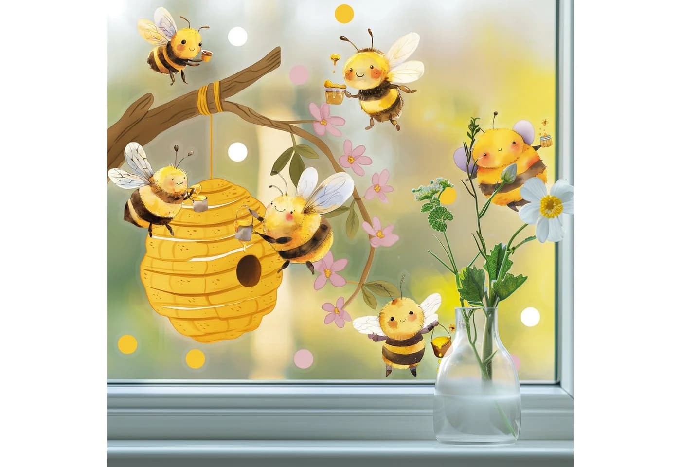Sunnywall Fensterdekoration Bienen auf Honigsuche - Wiederverwendbar - Bild 2