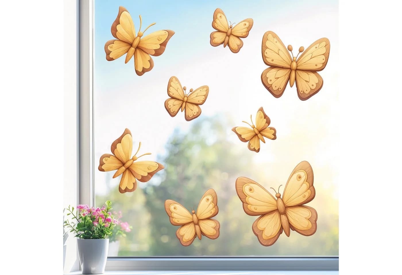 Sunnywall Fensterbild Schmetterling Holz-Optik Statisch Haftend - Bild 2