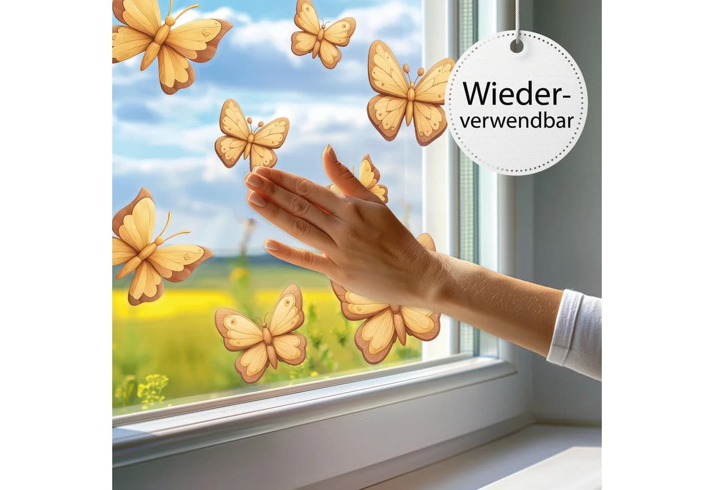Sunnywall Fensterbild Schmetterling Holz-Optik Statisch Haftend - Bild 3