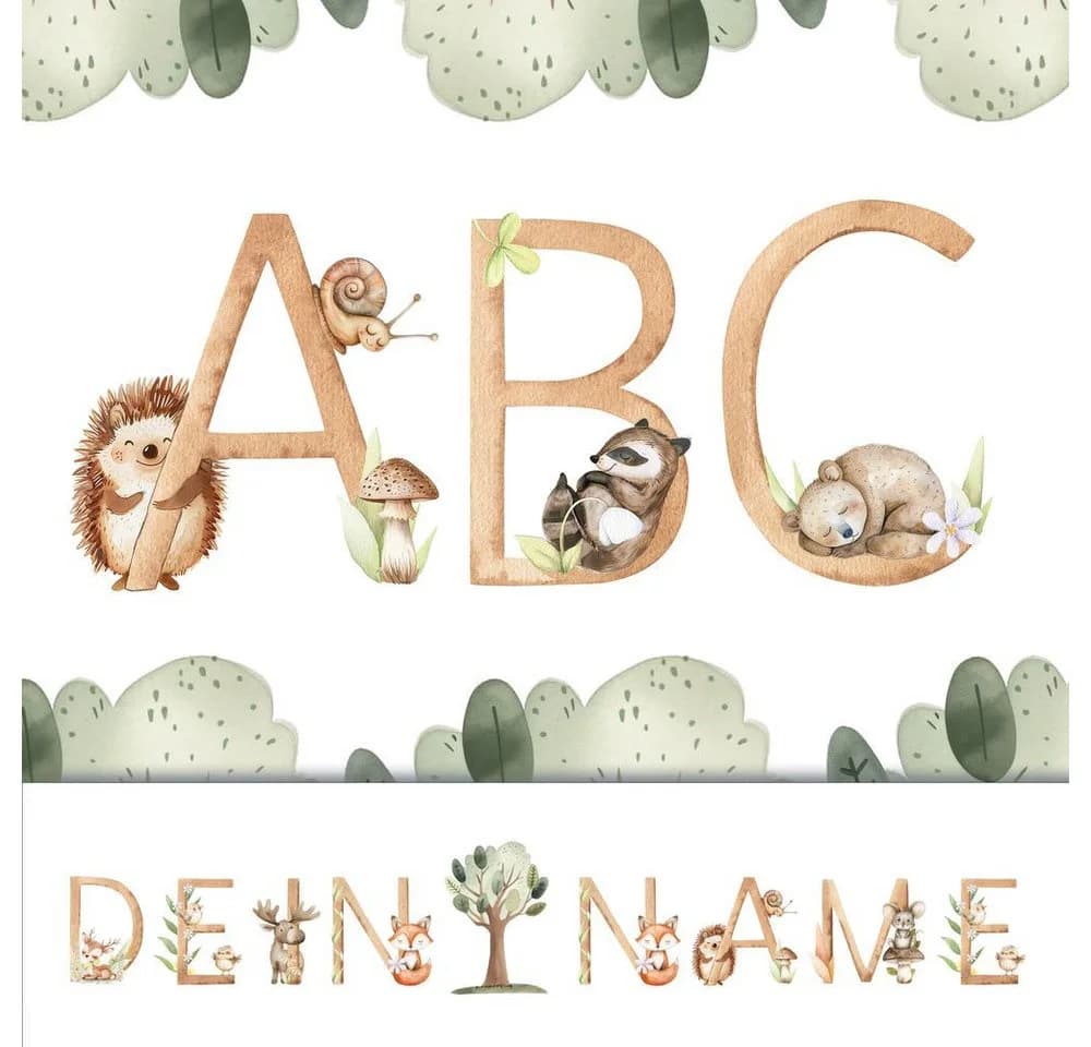 Sunnywall Wandtattoo Buchstaben ABC Waldtiere Aufkleber - Bild 2