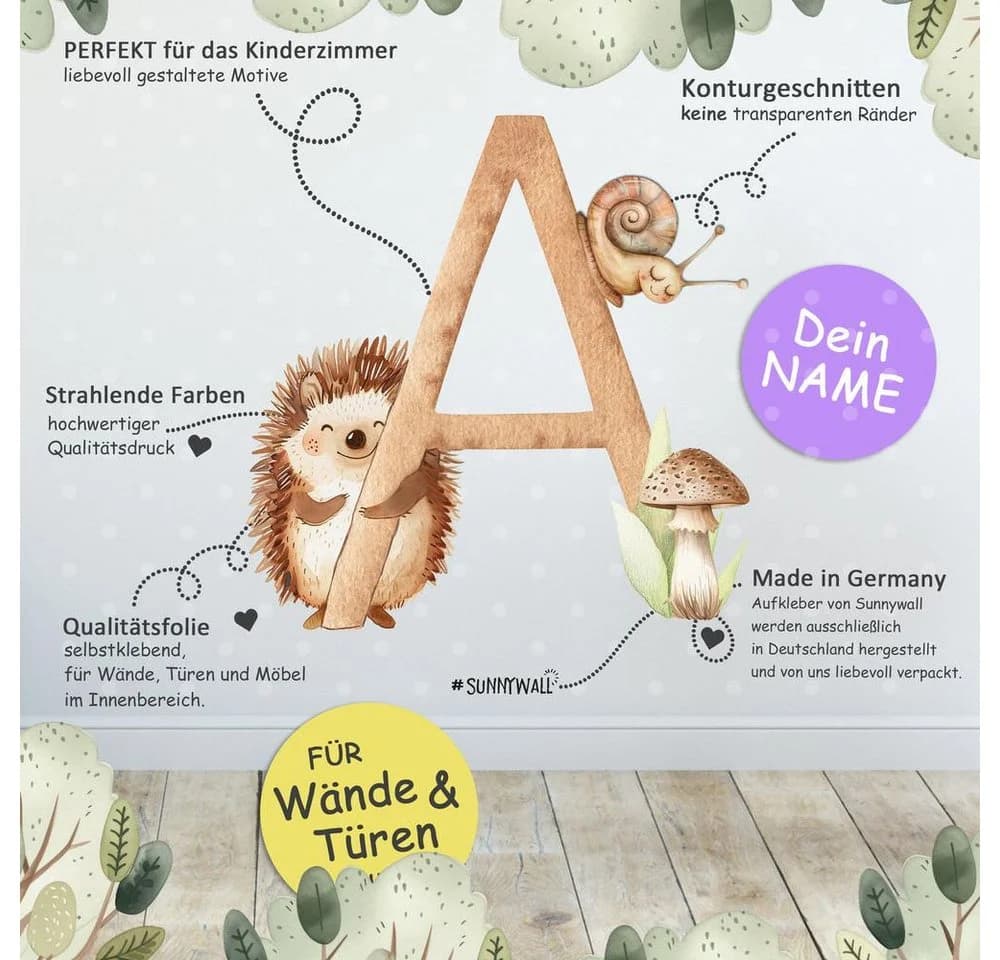 Sunnywall Wandtattoo Buchstaben ABC Waldtiere Aufkleber - Bild 4