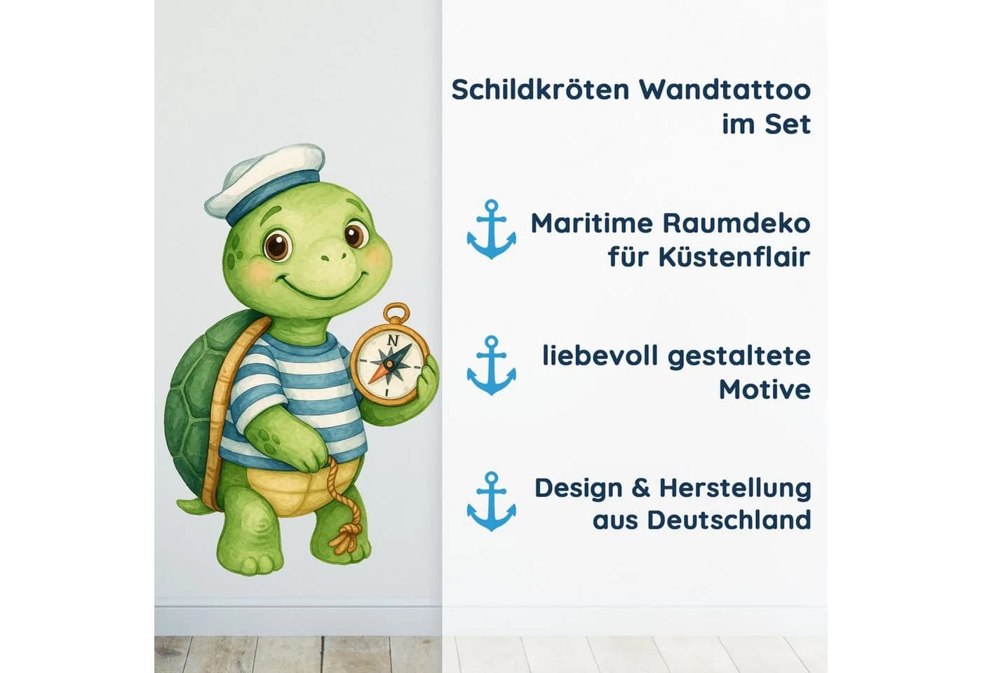 Sunnywall Wandtattoo Maritim Schildkröte - Selbstklebend & Konturgeschnitten - Bild 3