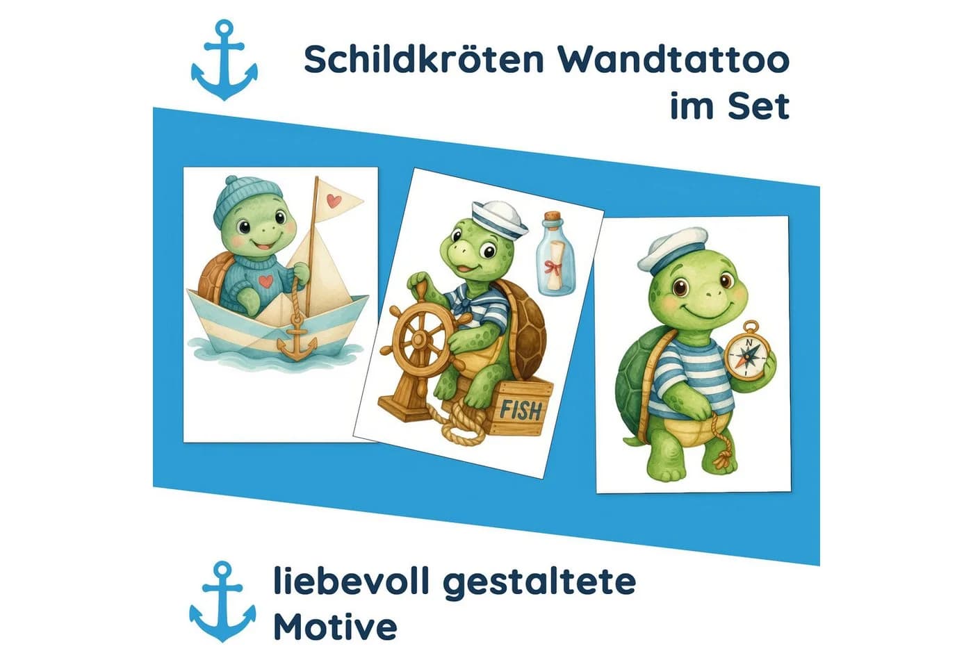 Sunnywall Wandtattoo Maritim Schildkröte - Selbstklebend & Konturgeschnitten - Bild 4
