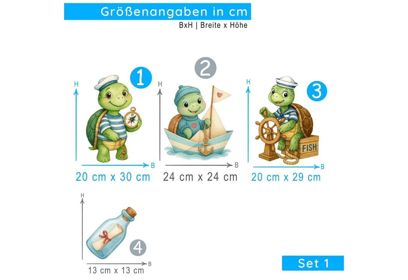 Sunnywall Wandtattoo Maritim Schildkröte - Selbstklebend & Konturgeschnitten - Bild 5