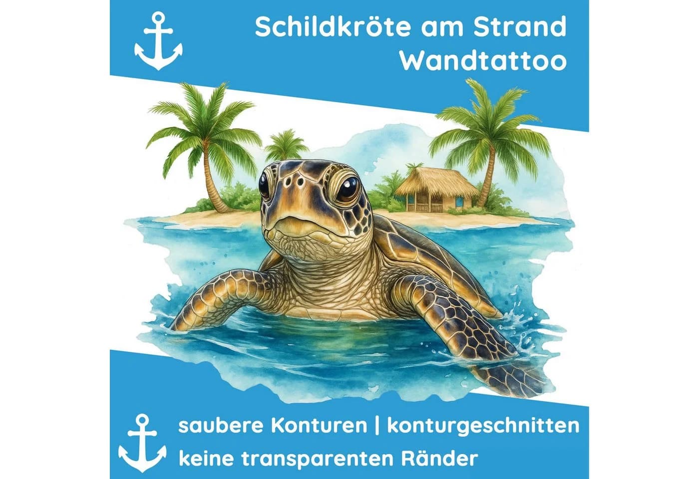 Sunnywall Wandtattoo Maritim Schildkröte mit Palmen & Strand - Bild 3