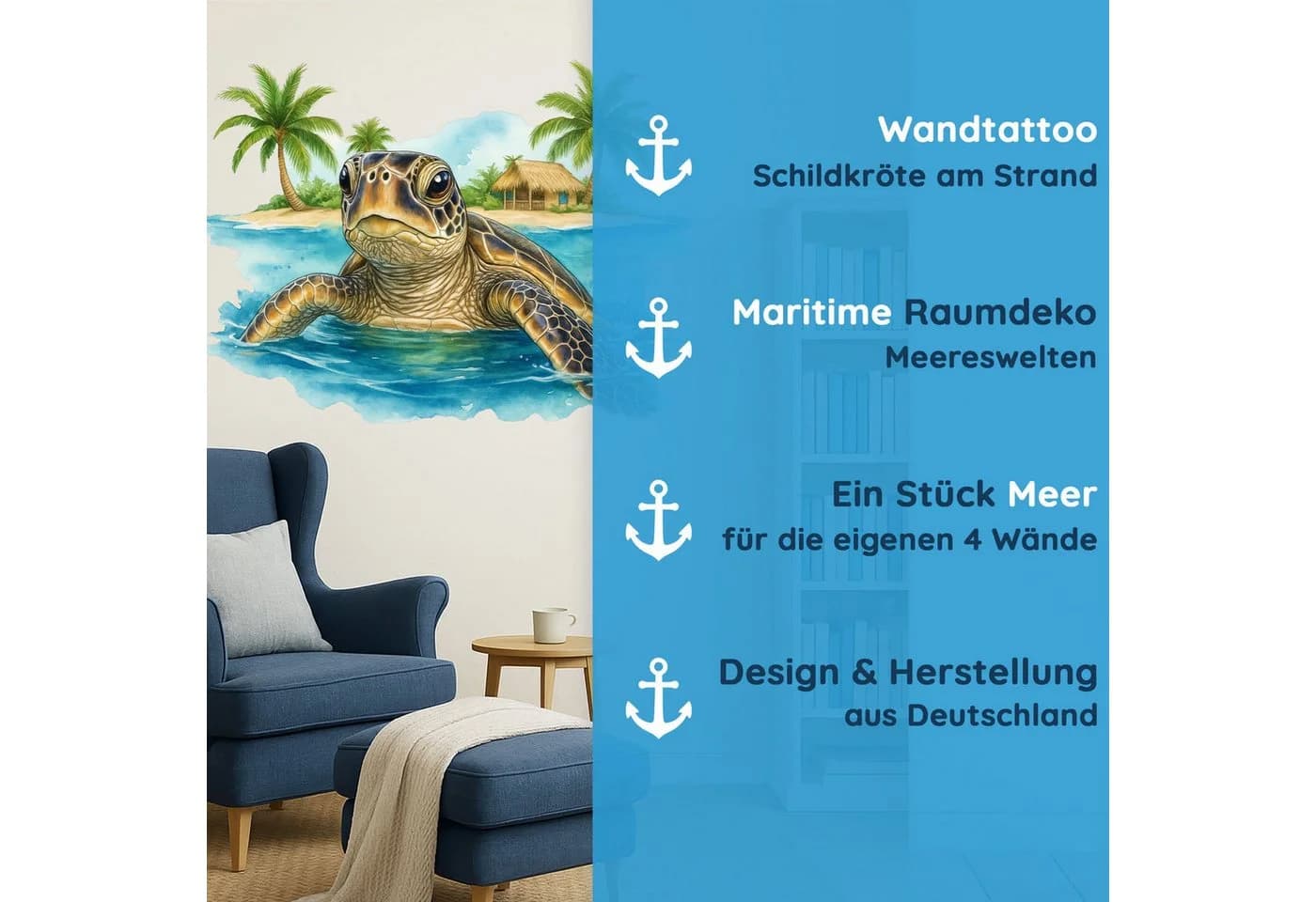 Sunnywall Wandtattoo Maritim Schildkröte mit Palmen & Strand - Bild 4