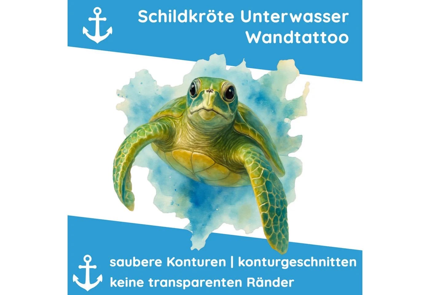 Sunnywall Wandtattoo Maritim Schildkröte Aquarell Blau Grün - Bild 3
