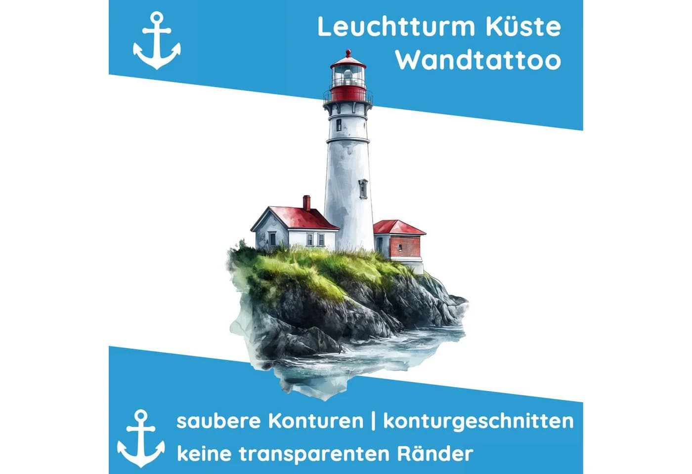 Sunnywall Wandtattoo Maritim Leuchtturm Aquarellstil Selbstklebend - Bild 3