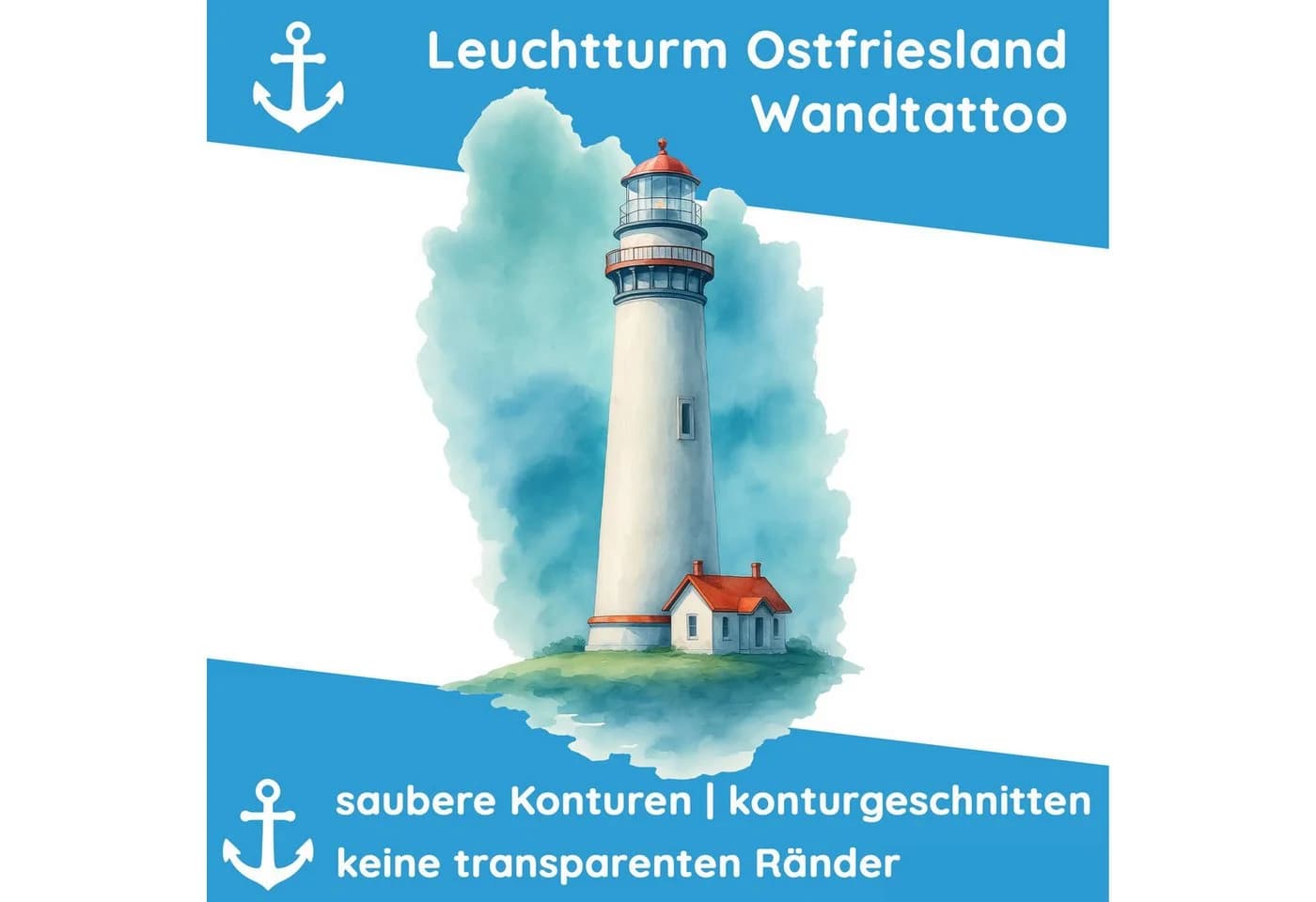 Sunnywall Wandtattoo Leuchtturm Ostfriesland Aquarell Selbstklebend - Bild 3