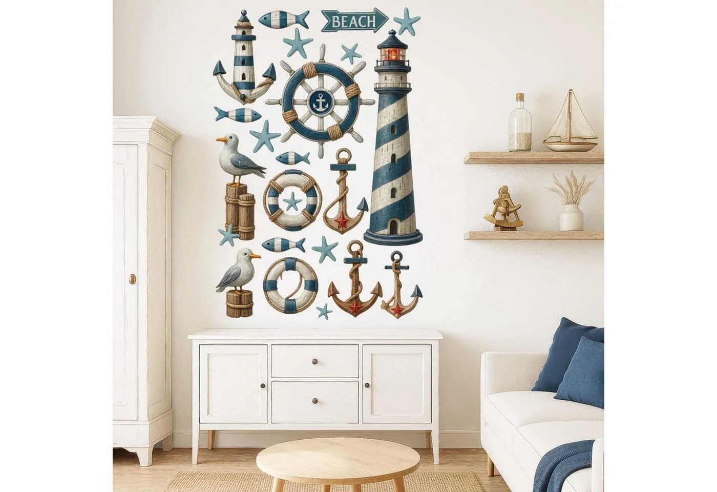 Sunnywall Wandtattoo Maritim Set mit Leuchtturm & Möwen - Bild 2