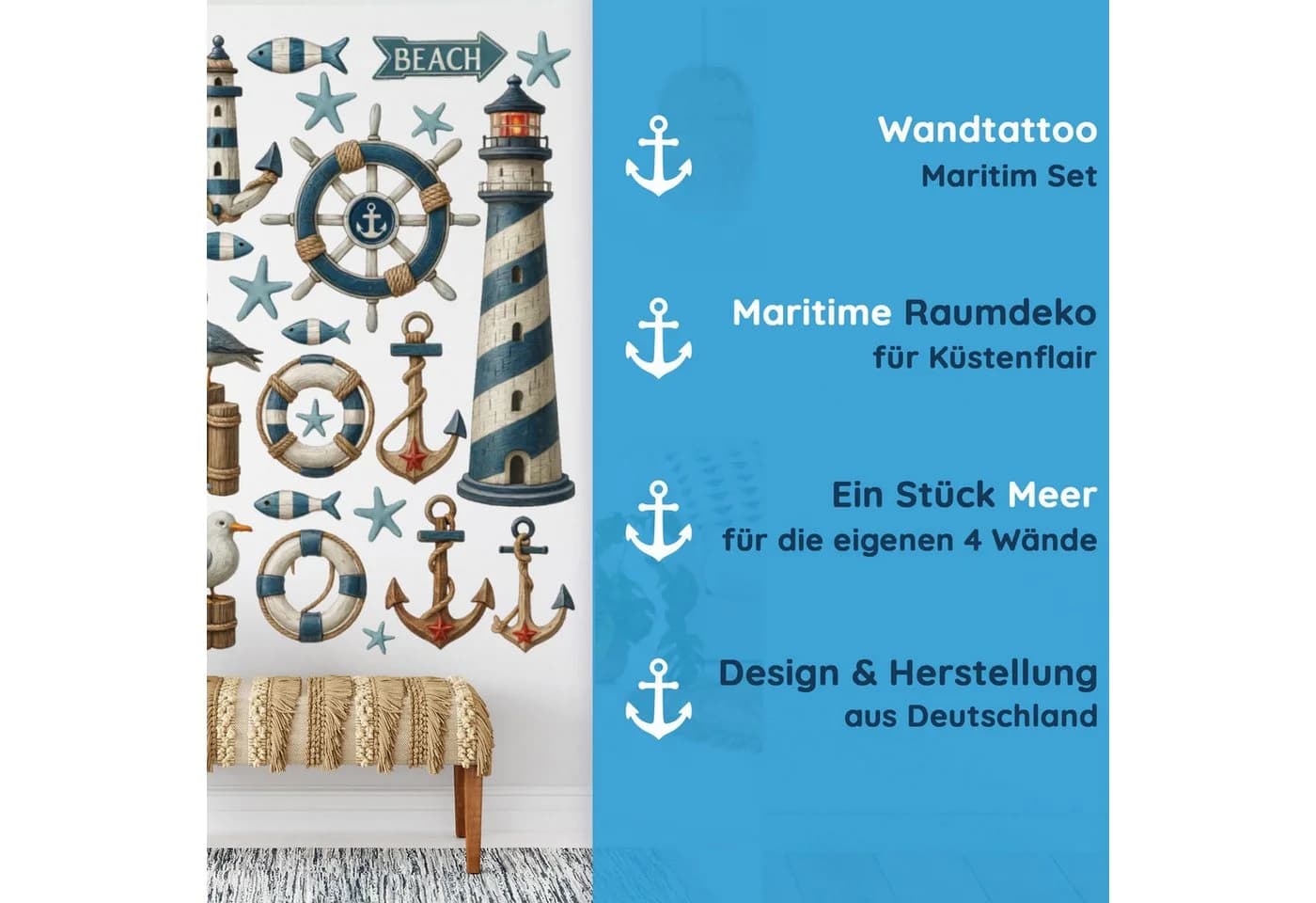Sunnywall Wandtattoo Maritim Set mit Leuchtturm & Möwen - Bild 4