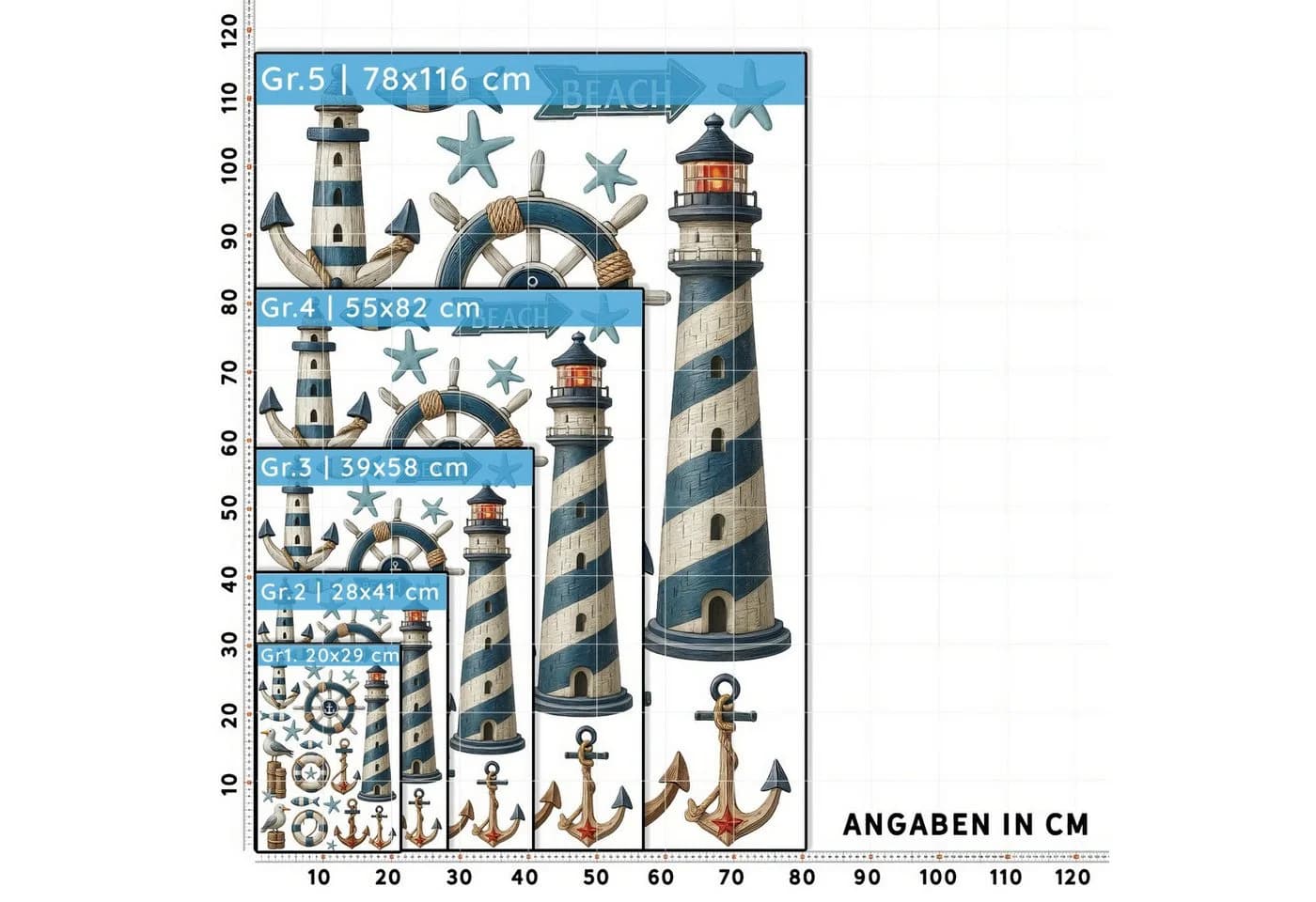 Sunnywall Wandtattoo Maritim Set mit Leuchtturm & Möwen - Bild 5
