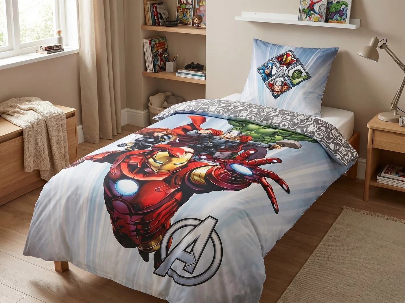 Marvel Avengers Bettwäsche Set Mikrofaser 2-teilig 135-140x200 cm Deckenbezug 63x63 cm Kissenbezug - Bild 3