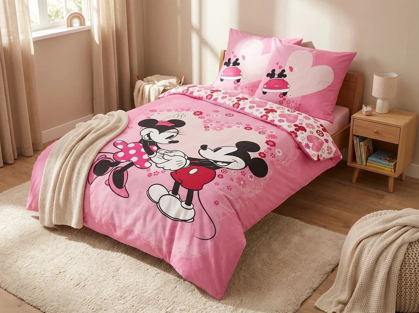 Disney Bettwäsche Set Rosa Mikrofaser Minnie & Mickey Maus - Bild 3