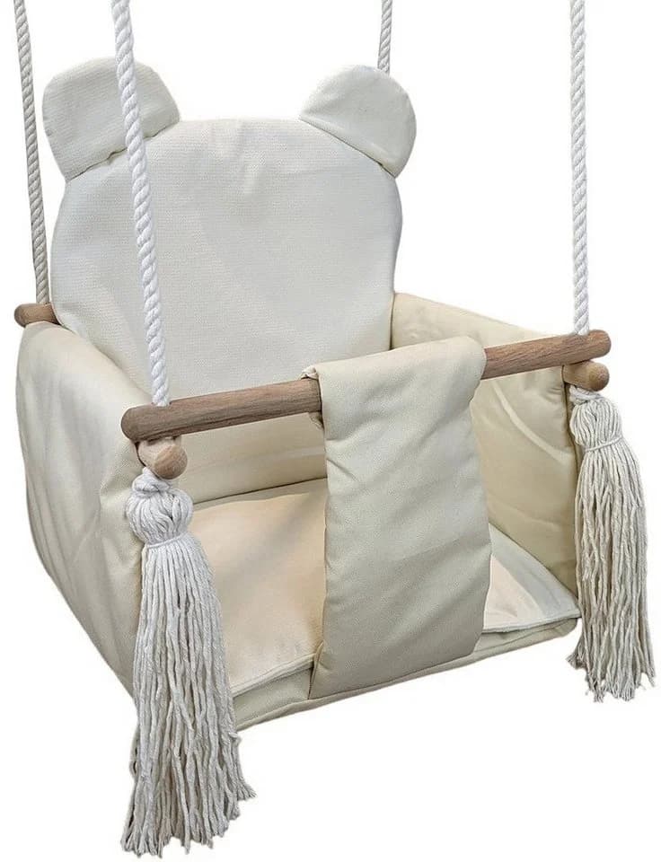 Pamek Kinderschaukel mit Sicherheitsgurt Naturholz Beige - Bild 2