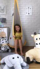 Pamek Nestschaukel Hängecocon mit Sitzkissen Gelb Boho-Stil Bild 3