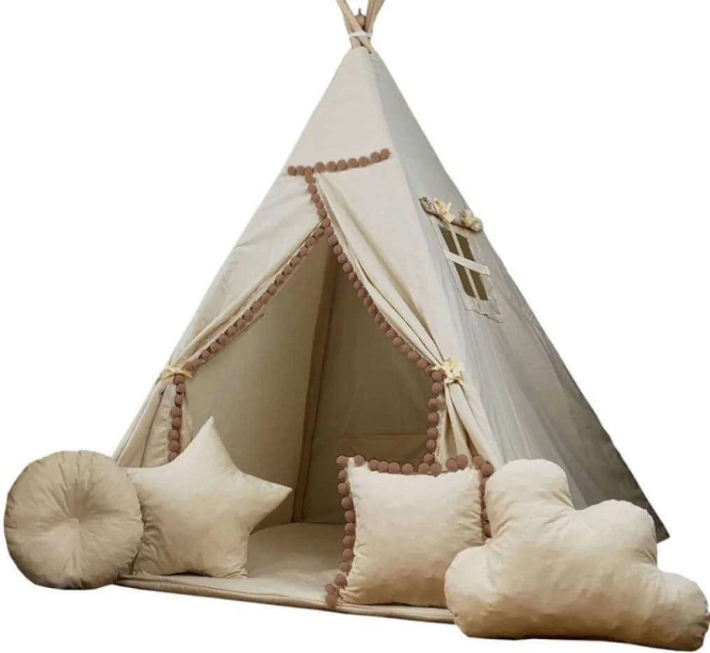 Pamek Tipi-Zelt Basic Kinder Spielzelt Teepee Braunes Zelt mit Fenster - Bild 2