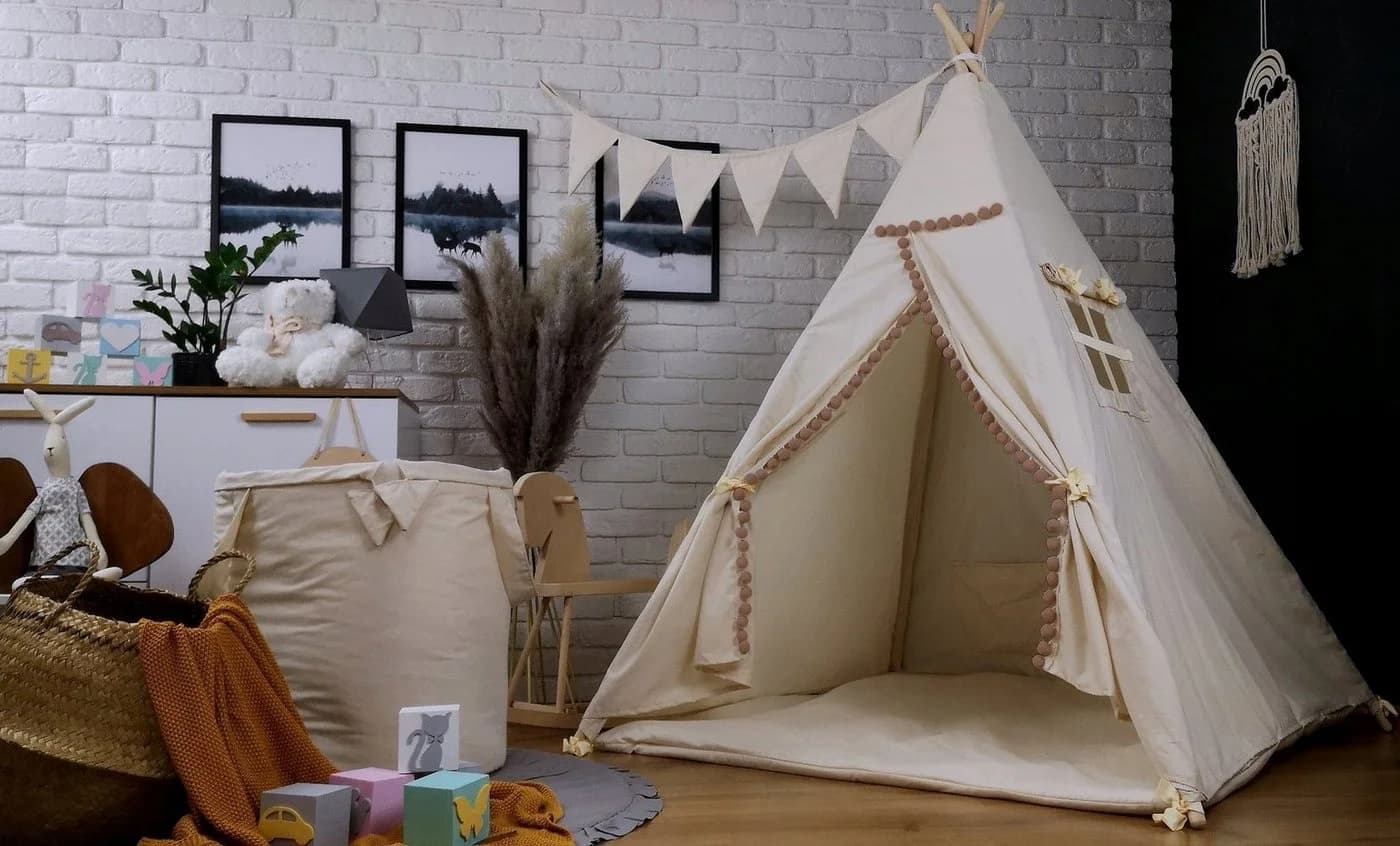 Pamek Tipi-Zelt Basic Kinder Spielzelt Teepee Braunes Zelt mit Fenster - Bild 3