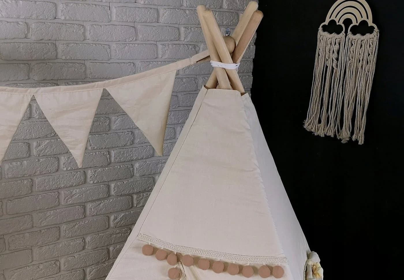 Pamek Tipi-Zelt Basic Kinder Spielzelt Teepee Braunes Zelt mit Fenster - Bild 4