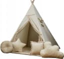 Pamek Tipi-Zelt Basic Kinder Spielzelt Teepee Beige 7-tlg Bild 2