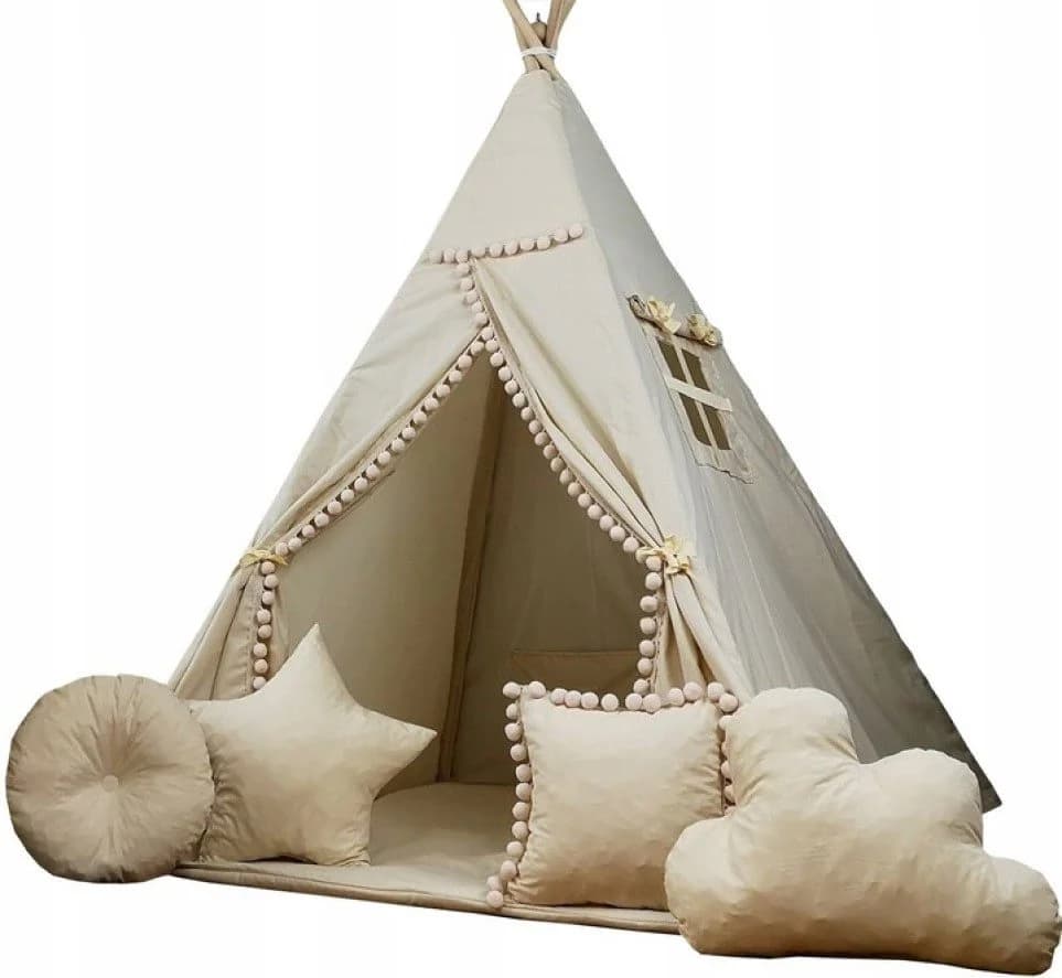 Pamek Tipi-Zelt Basic Kinder Spielzelt Teepee Beige 7-tlg - Bild 2