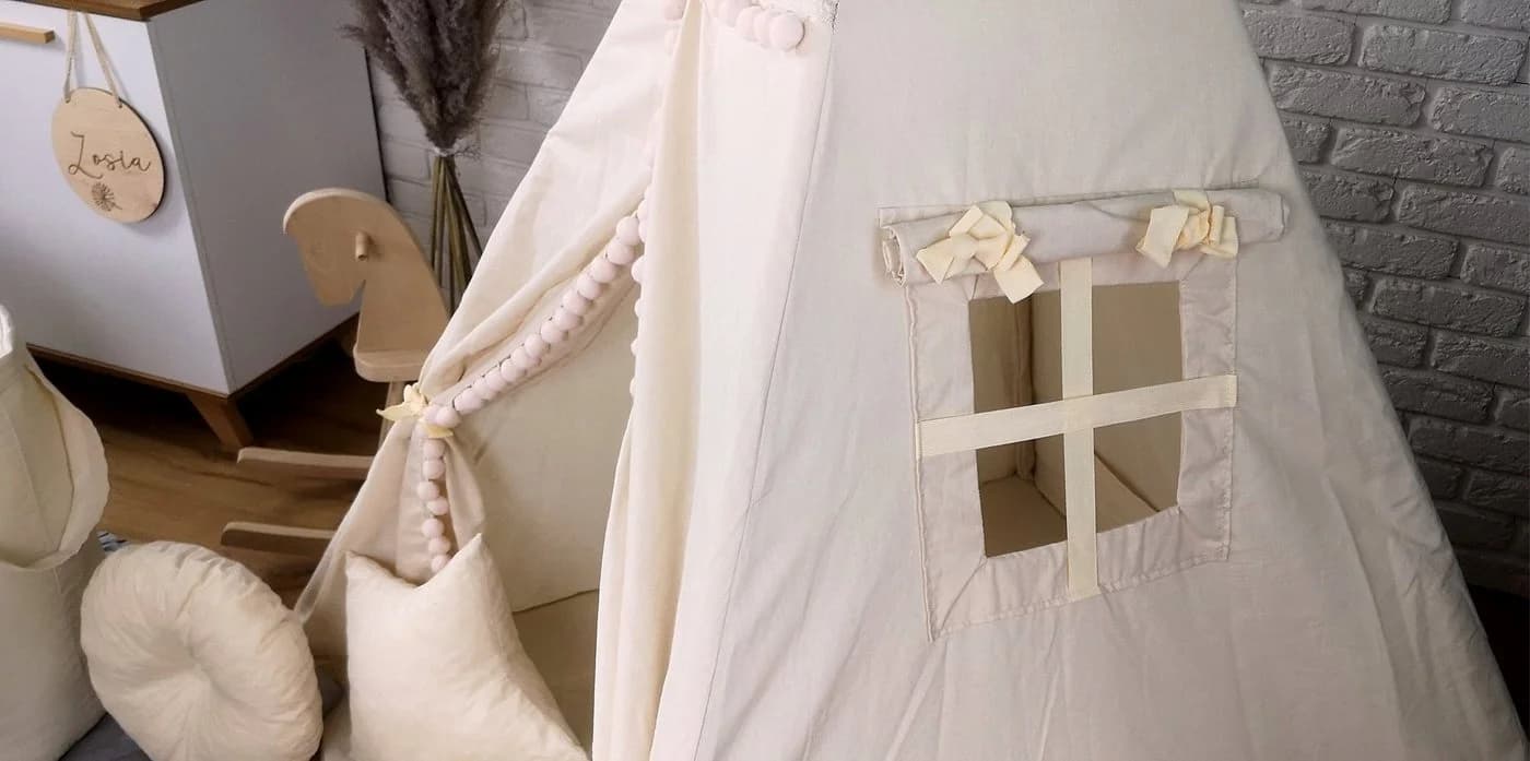 Pamek Tipi-Zelt Basic Kinder Spielzelt Teepee Beige 7-tlg - Bild 4