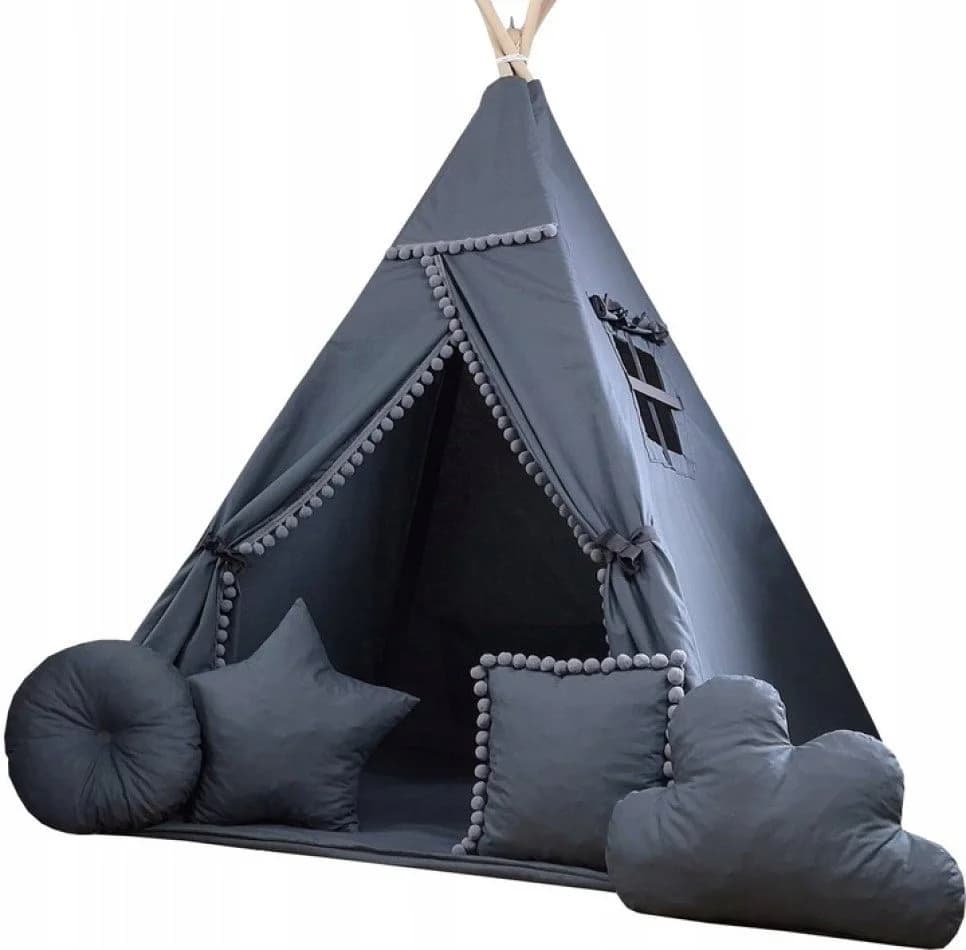 Pamek Tipi-Zelt Basic Kinder Spielzelt Teepee Schwarz 7-tlg. - Bild 2