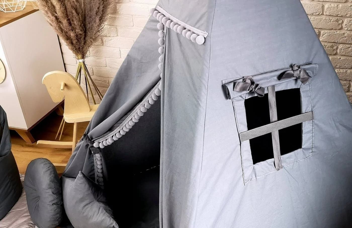Pamek Tipi-Zelt Basic Kinder Spielzelt Teepee Schwarz 7-tlg. - Bild 4