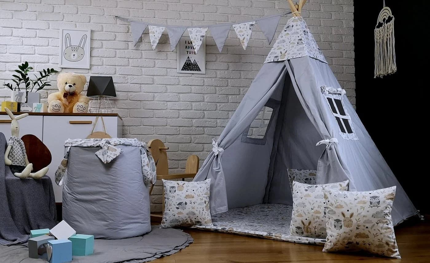 Pamek Tipi-Zelt 7-tlg. mit Bodenmatte, Kissen & Stabilisator
