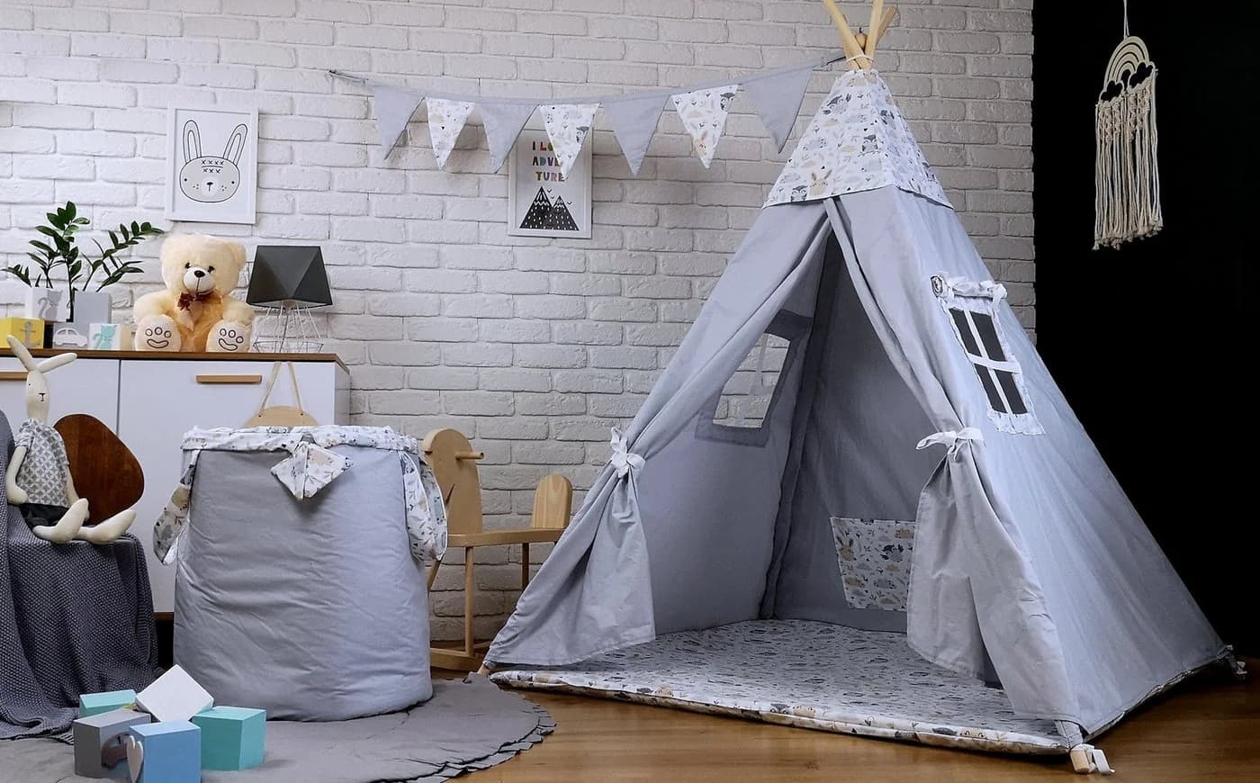 Pamek Tipi-Zelt 7-tlg. mit Bodenmatte, Kissen & Stabilisator - Bild 3