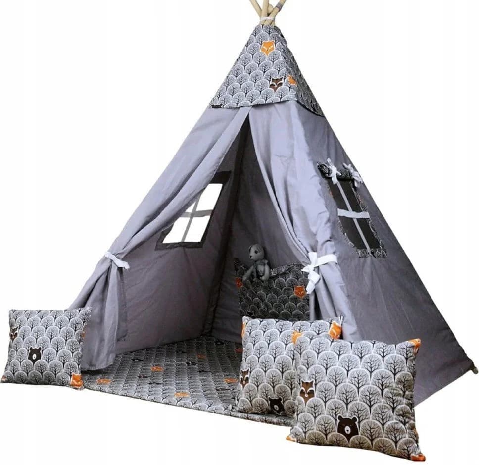 Pamek Spielzelt Tipi 7-tlg. Beige mit Kissen & Bodenmatte - Bild 2