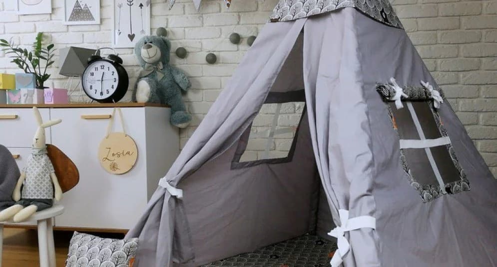Pamek Spielzelt Tipi 7-tlg. Beige mit Kissen & Bodenmatte - Bild 3