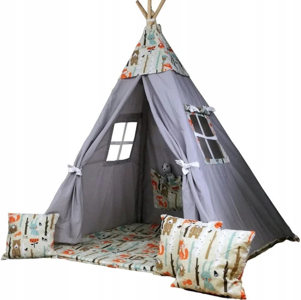 Pamek Spielzelt Tipi 7-tlg. Orange mit Kissen & Bodenmatte - Bild 2