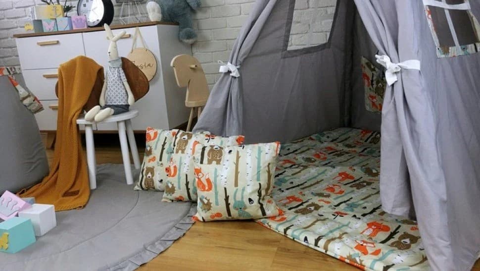 Pamek Spielzelt Tipi 7-tlg. Orange mit Kissen & Bodenmatte - Bild 5