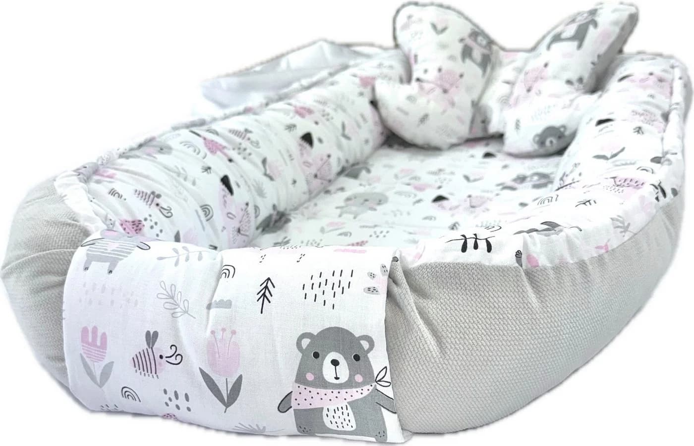 Pamek Bettnestchen Babybett Rosa Doppelseitig mit Schmetterling-Kissen - Bild 3