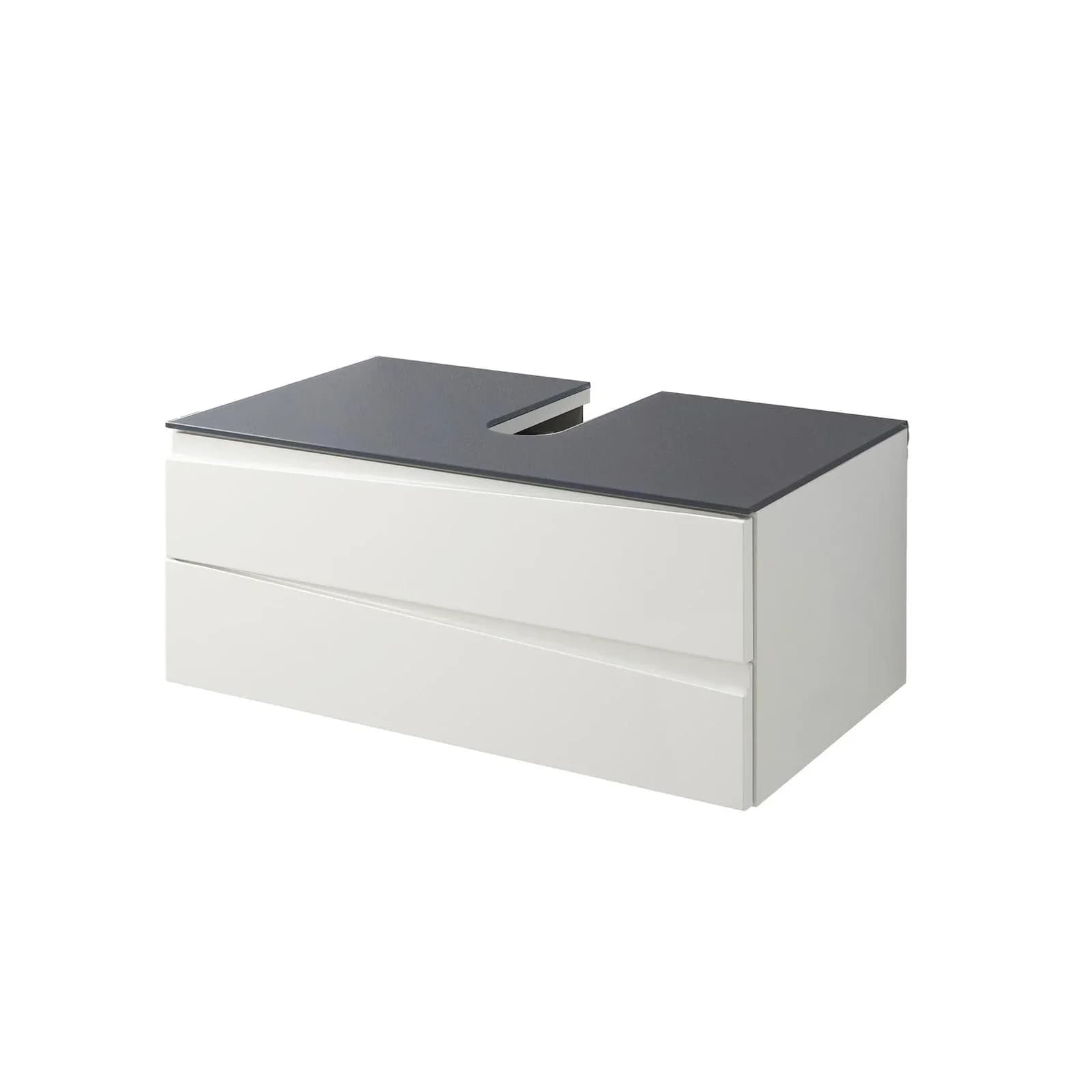 BYLIVING Waschbeckenschrank Shape Weiß Hochglanz 80cm